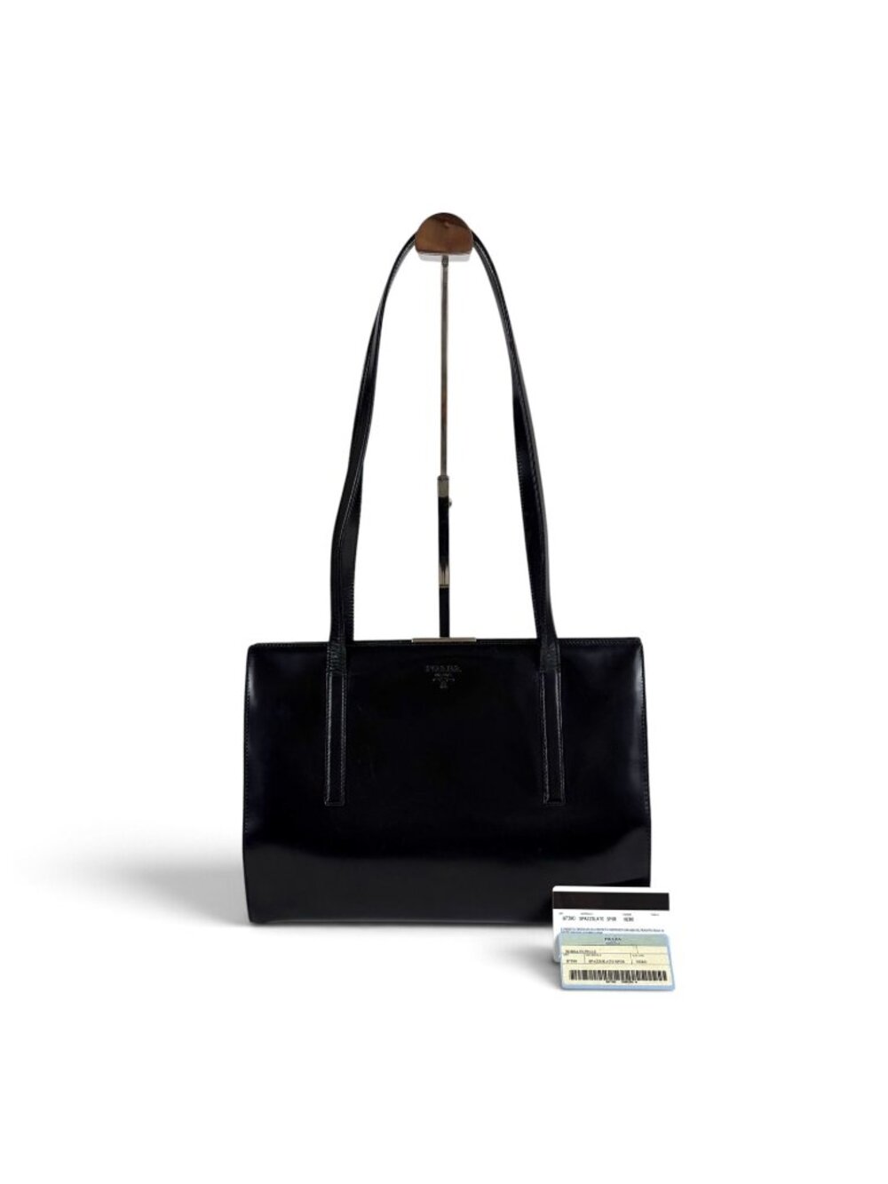 Prada Mirror Calfskin Tote Bag Black